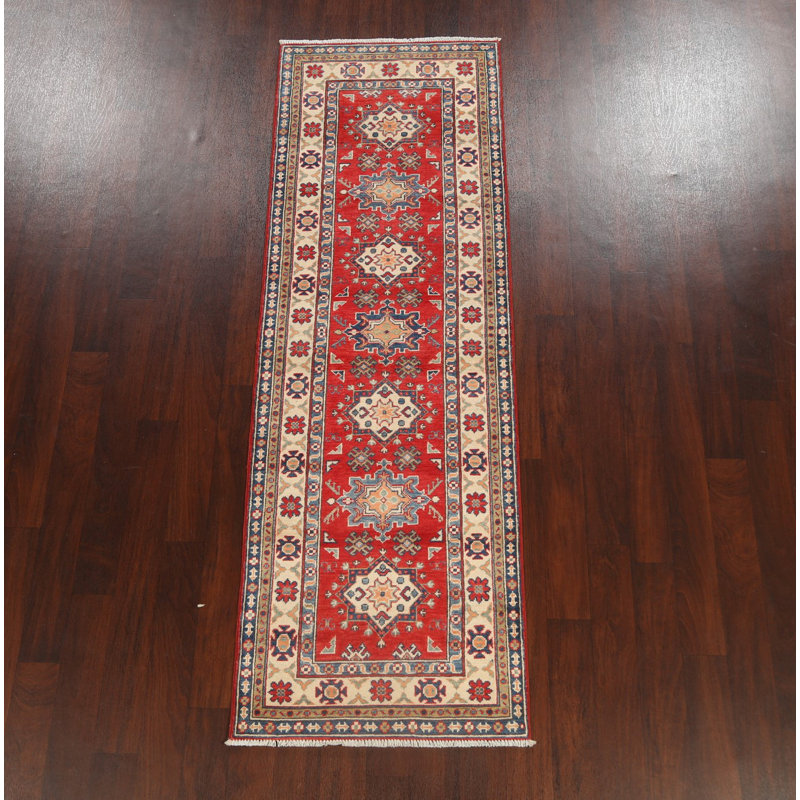 Tapis de couloir unique en laine noué à la main 2 pi 8 po x 8 pi 2 po New Age