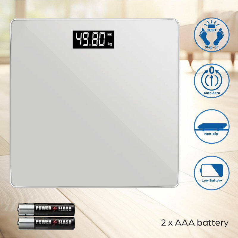 Square Digital Bathroom Scale - White