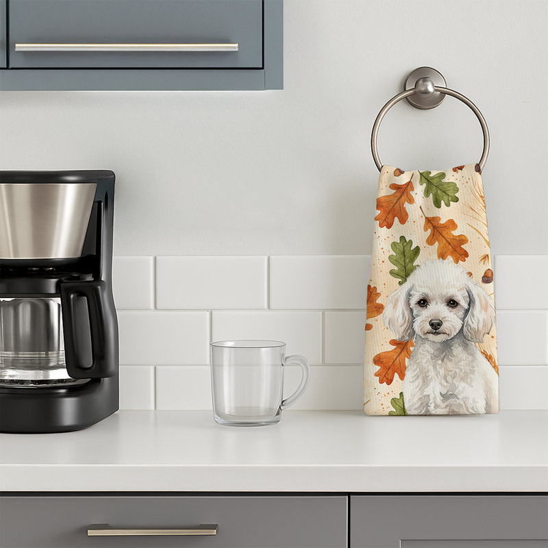 Serviette de cuisine miniature miniature, Caniche blanc miniature