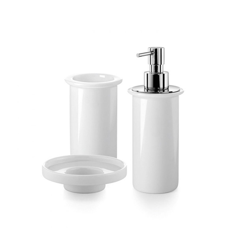Saon Bathroom Accessory Set, Ceramic White