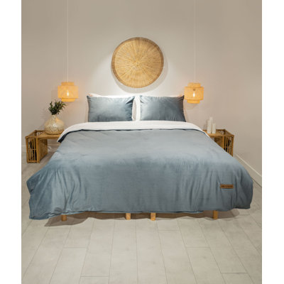 Ensemble de housse de couette double Luxury, bleu foncé, 79 x 87 | 100% coton, contexture de 244 | Comprend 2 taies d'oreiller 12 x 20 et 17 x 17 | Fermeture à boutons, lavable en machine à 86 ° F | Literie douce, durable et élégante