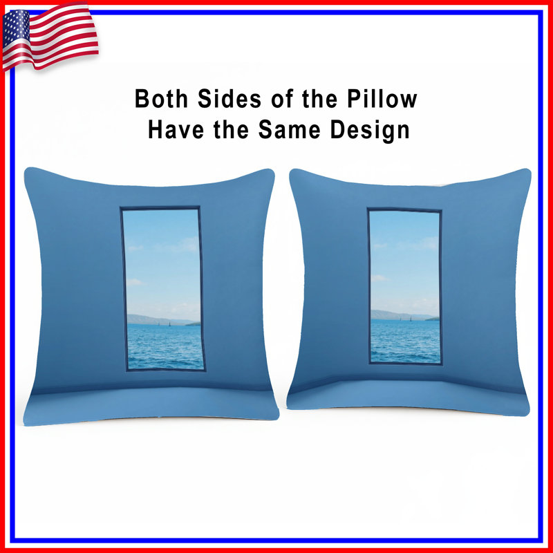 Ocean View Window Double Sided Throw Pillows, 20 x 20 inches