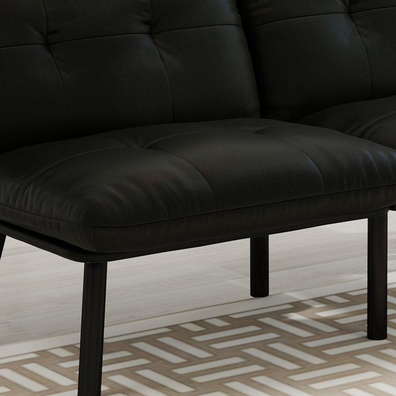 Canapé-lit de futon réglable avec tissu en velours et design convertible, Velours noir