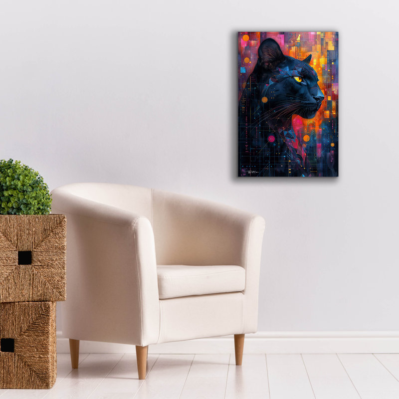 Art mural sur toile Epic Graffiti «Colorfull Black Panther» par Momart, H 26 po x l 18 po x P 0,75 po