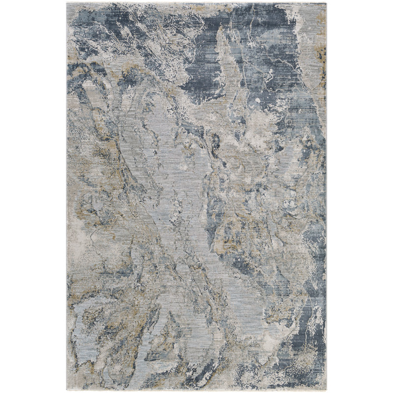 Batres Abstract Light Gray Area Rug, Rectangle 9' x 12'2"