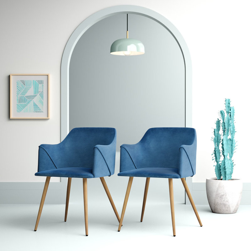 Sofiya 47cm H Velvet Upholstered Armchair, Oak, Aqua
