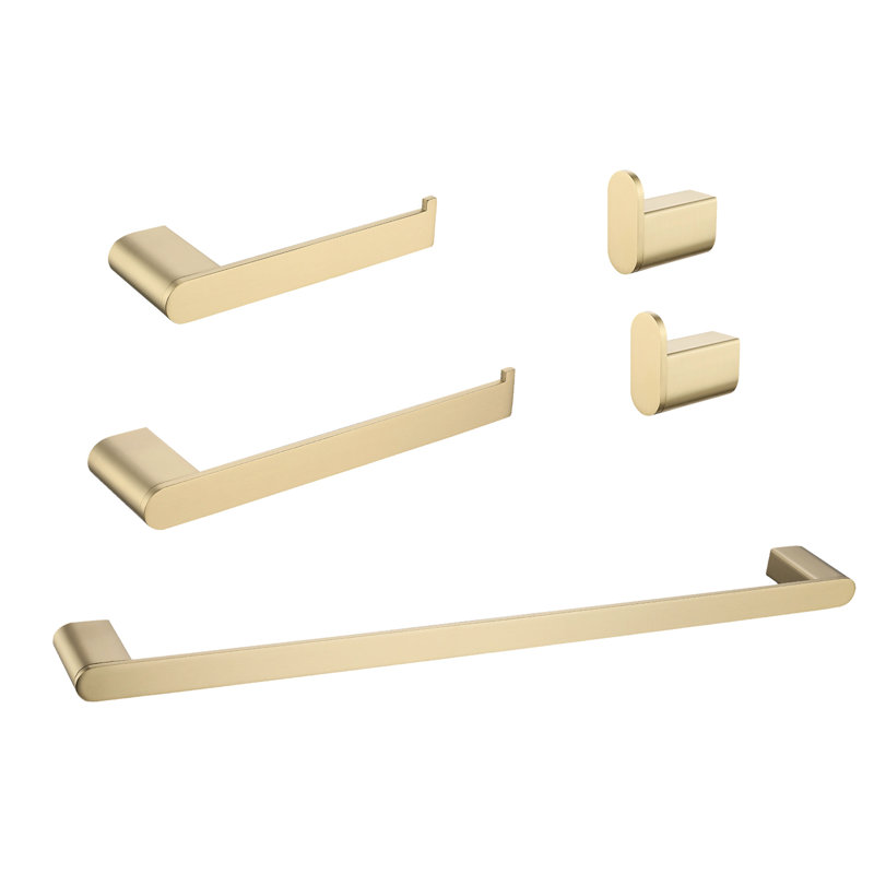 5 Bathroom Fixtures Kit - 304 Material, Finish, Modern Touch, Easy To Install In All Rooms, Brushed Gold Appearance Hardware Group , Corrosion Resistance, Feature, Different Hue