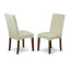 Ensemble de table et chaises de cuisine 7 pièces composé d'une table rectangulaire en bois avec feuille papillon et 6 chaises Parsons en tissu crème, acajou-2065280135