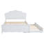 Lit plateforme double en bois avec tête de lit et lit gigogne simple, blanc