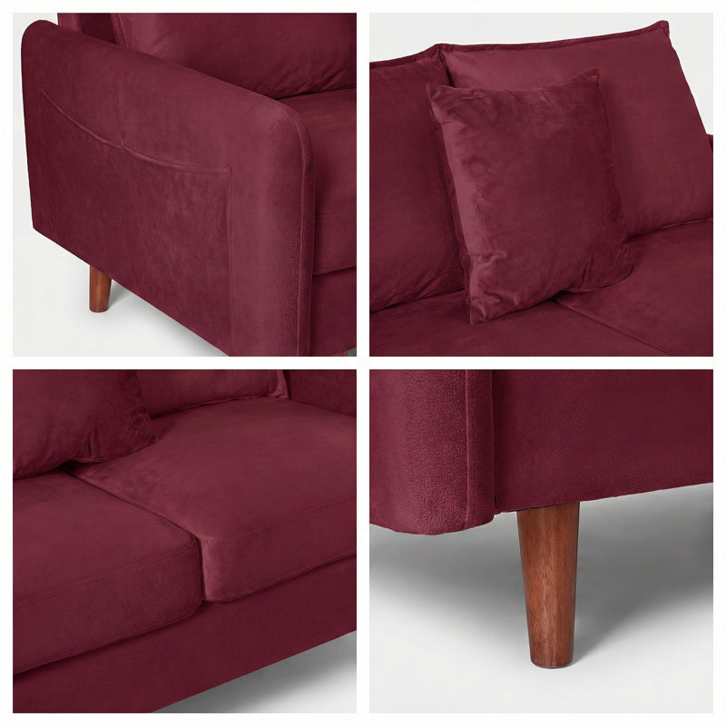 Causeuse à accoudoirs arrondis 56,5 po Sofa, Bourgogne