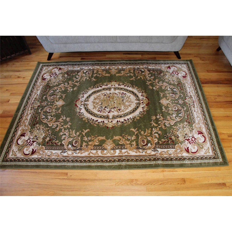 Tapis intérieur / extérieur oriental vert Laura, Rectangle de 8 pi x 10 pi