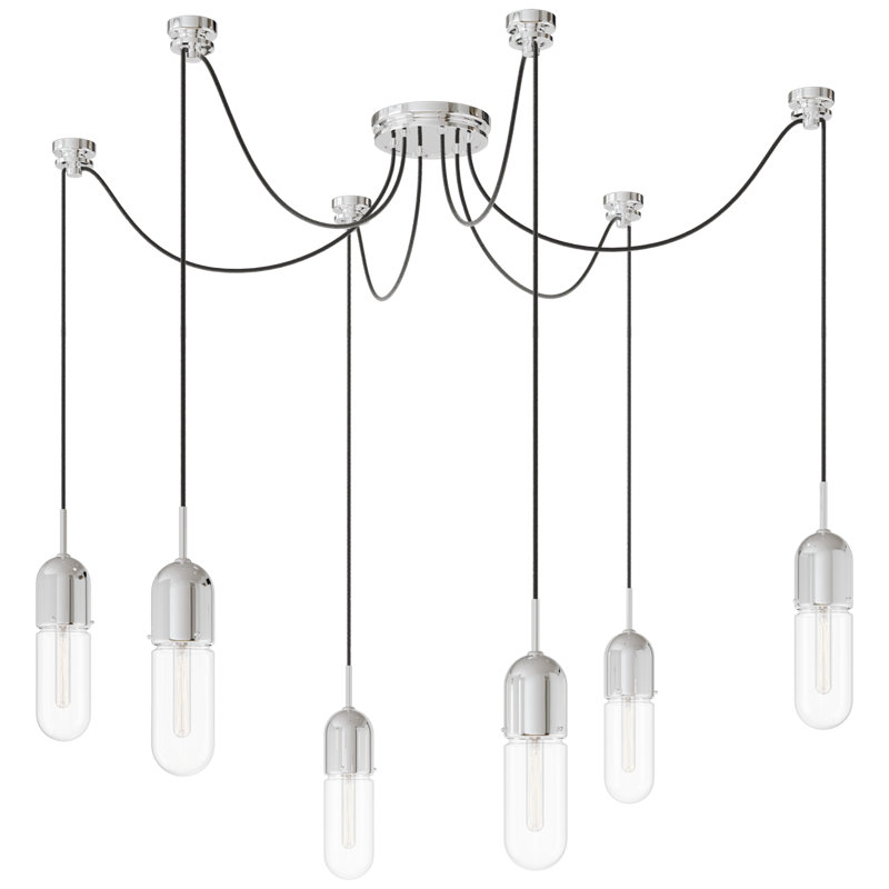 Junio 6 - Light Chandelier, Clear, Polished Nickel