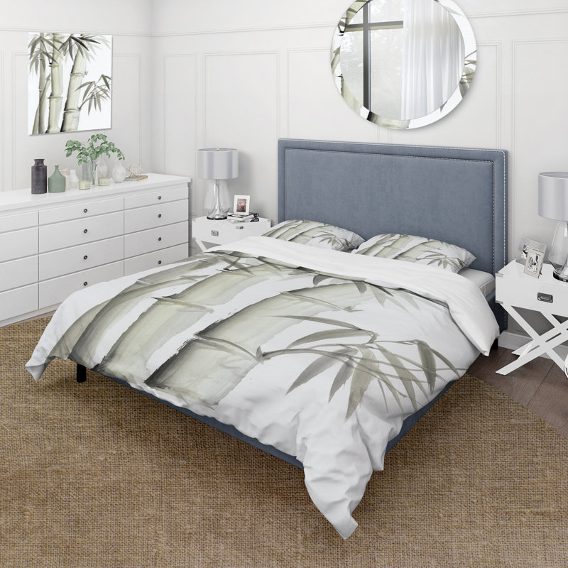 Ensemble de housse de couette rétro en bambou monochrome V - microfibre polyester