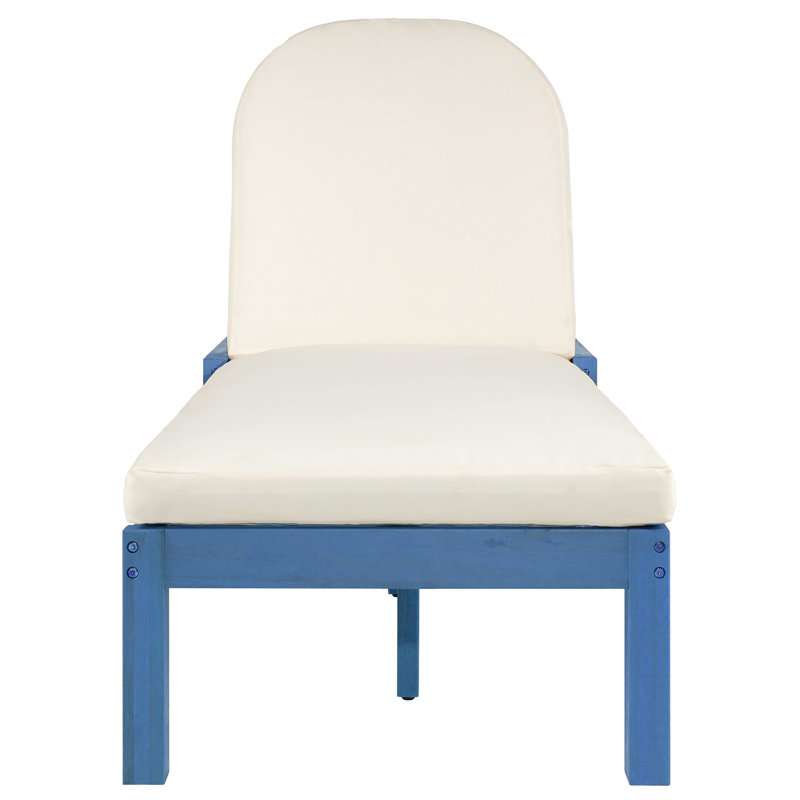Outdoor Acacia Wood Double Chaise Lounge With Adjustable Back, Blue
