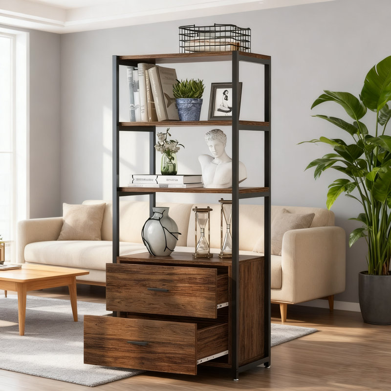 Tribesigns 4-tier Shelf With 2 Drawers, Multipurpose Storage Tower For Bedroom, Office, Living Room - 60"h