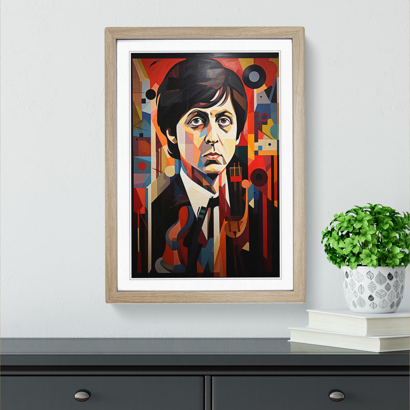 XYZ-FRM-V1223-1272 Paul McCartney Orphism - Single Picture Frame Print on Wood, Oak Framed, 64cm H x 46cm W x 2cm D