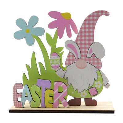 Debout ornements de Pâques gnome en bois lettre de lapin bricolage artisanat pour Joyeuses Pâques Home Table décoration de bureau décoration de printemps, F