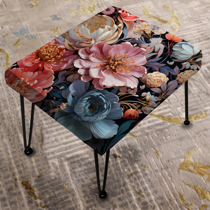 Or et rose Galactic Gardens - Repose-pieds rectangulaire floral