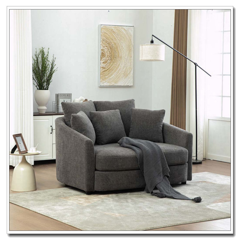 Méridienne rembourrée de 56,3 po de largeur avec coussins, Gris