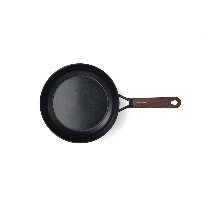 GreenPan Eco Smartsape Aluminium Non Stick Frying Pan with Dark Wood Patterned Handle, 24Cm