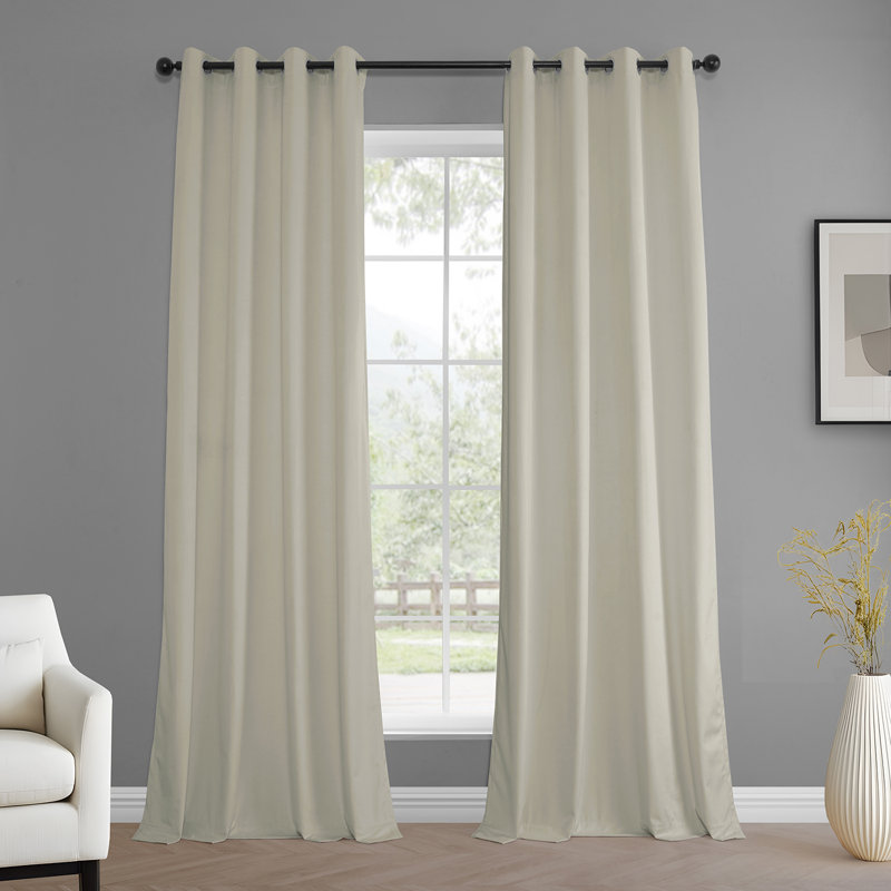 Simply Velvet Grommet Room Darkening Curtains for Bedroom & Living Room Curtains Pair (2 Panels), Dark Blue, 50" W x 120" L