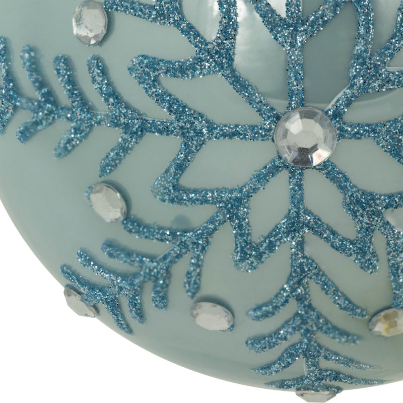 4 in. Glass Snowflakes Shatterproof Bauble, Blue