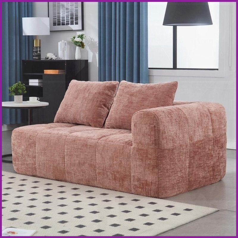 Canapé-lit en chenille anti-froissement Minimalist, Rose