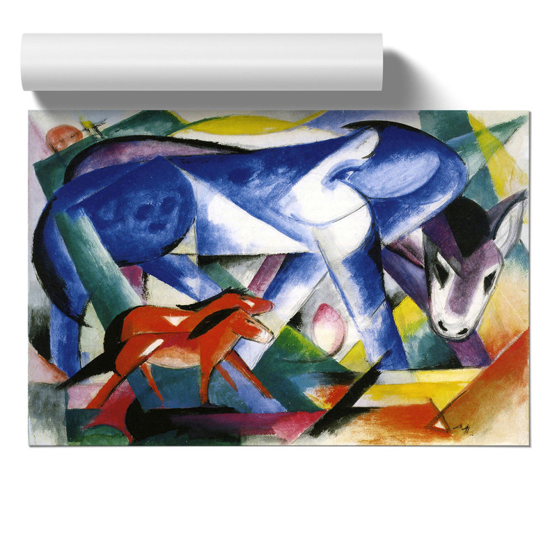 Donkeys by Franz Marc - No Frame Painting, 30cm H x 42cm W x 0.1cm D