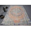 Tapis traditionnel turc Oushak au design unique fait à la main pour une décoration intérieure élégante bleu / orange