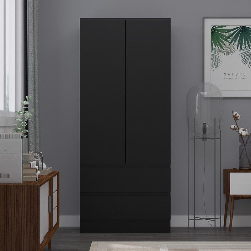 2 Door Wardrobe, Black