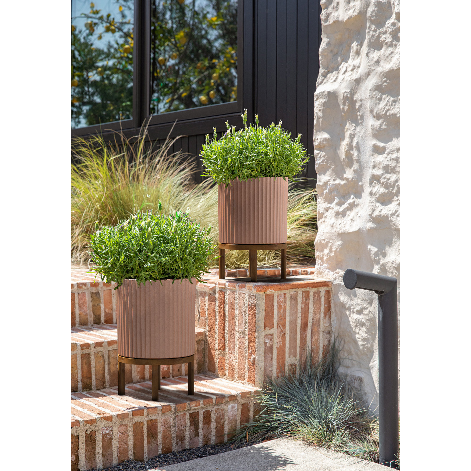 Demi Series Planter with Stand, 1, 16" H x 10.5" W x 10.5" D, Terracotta/Brown