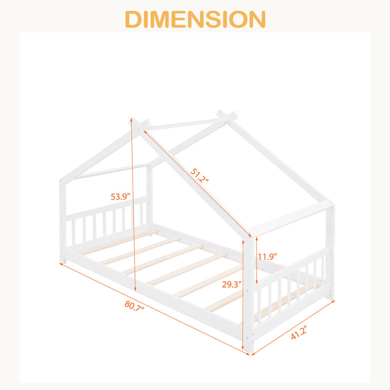 Lit en bois House House, Lit simple, Blanc