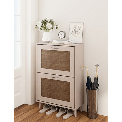 Spacious 2 Entryway Shoe Rack - Stable For 12 Pairs, Quick Access, Antique Grey Engineered Wood, 23.74 In Depth Organizer Maximized Storage Capacity, , Easy