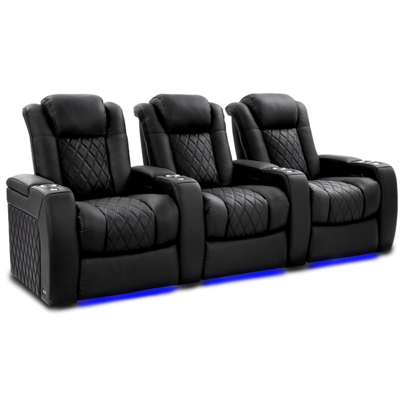 Siège de cinéma en cuir véritable de 99 po de largeur avec porte-gobelet