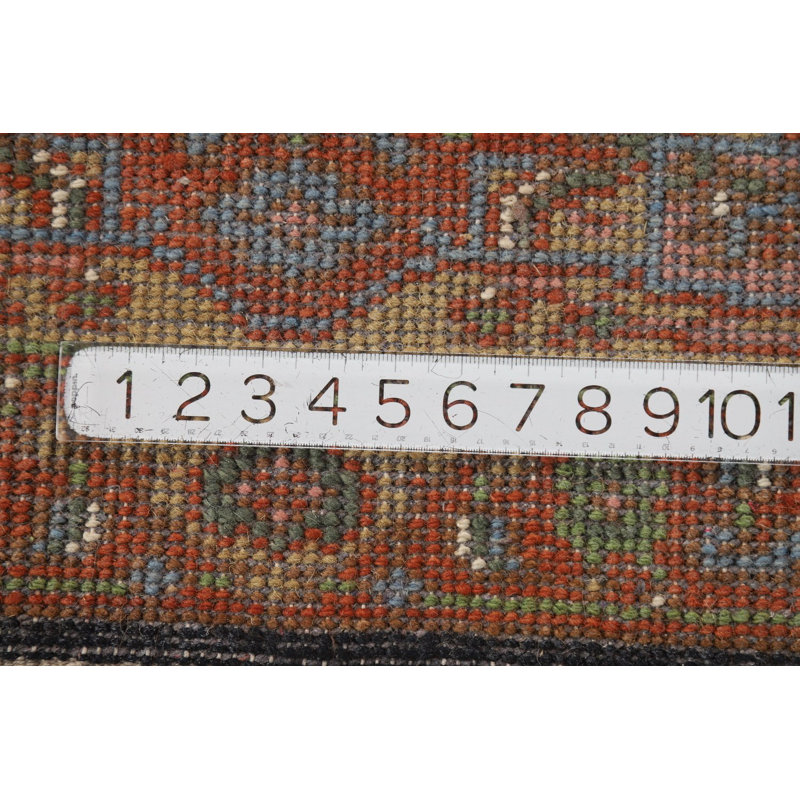 Tapis de couloir oriental orange en laine 3x12