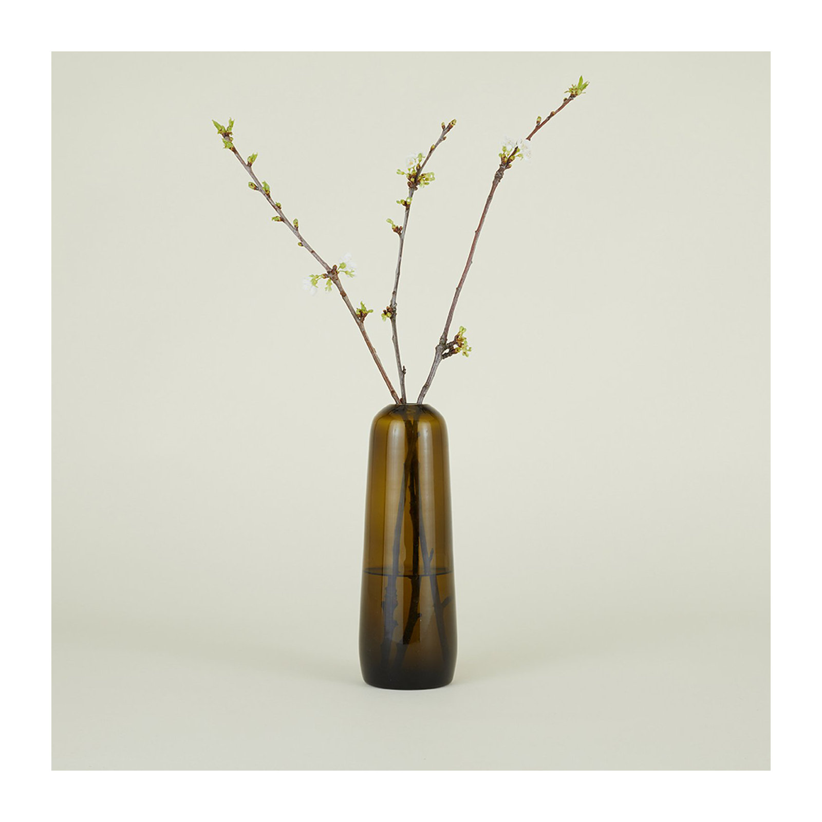 Aurora Handmade Glass Table Vase, 11.5" H x 4" W x 4" D, Olive