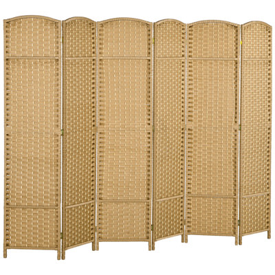 Alyas 240cm W x 170cm H 6 - Panel Solid Wood Folding Room Divider
