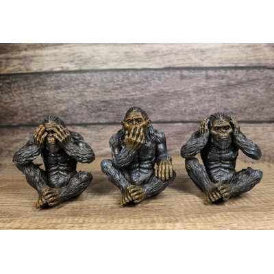 Forest Mythical See Hear Speak No Evil Sasquatch Big Foot Cryptid Apes Figurines