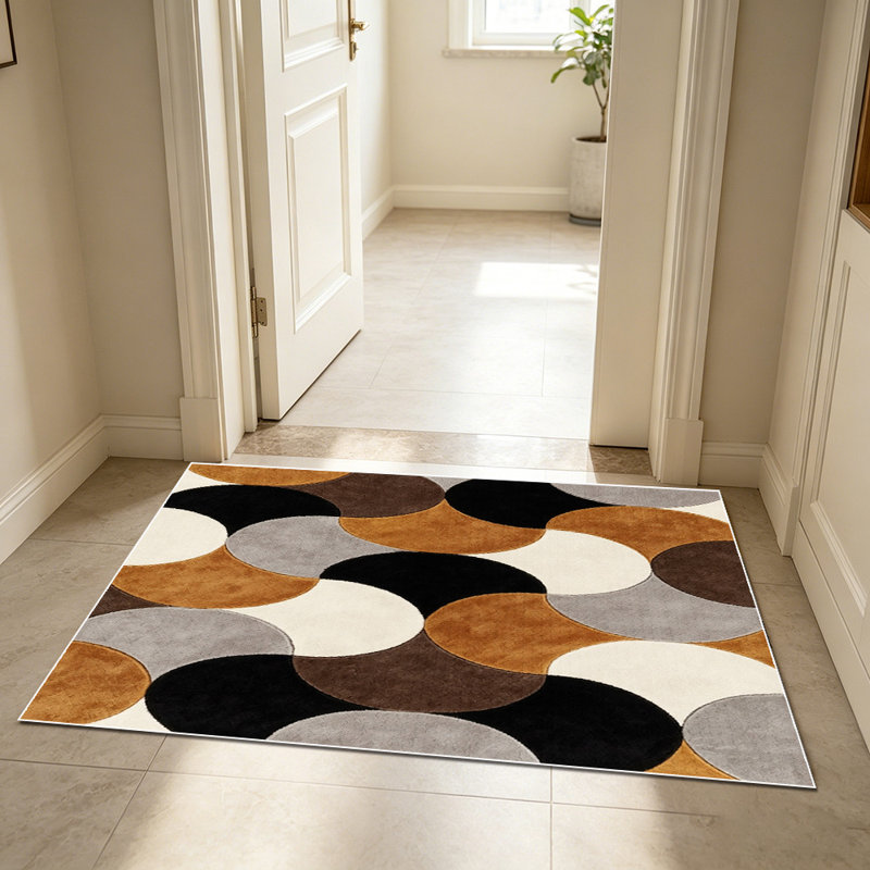 1PC Geometric Overlapping Oval Neutral Tone Pattern area rugs for Living Room, Soft and Comfortable, Suitable for all seasons, easy-to-maintain, machine washable Indoor floor mat, Under Table Farmhouse suitable for dining table, home entryway,...