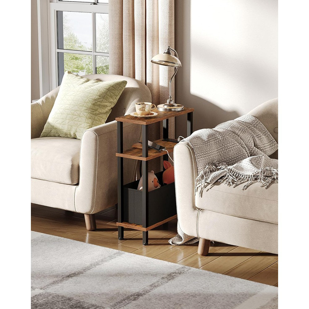 17 Stories Small Narrow Side Table With Charging Station, Skinny End ...