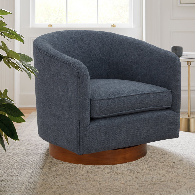 Chaise pivotante en tissu Arnardo, Chenille bleu