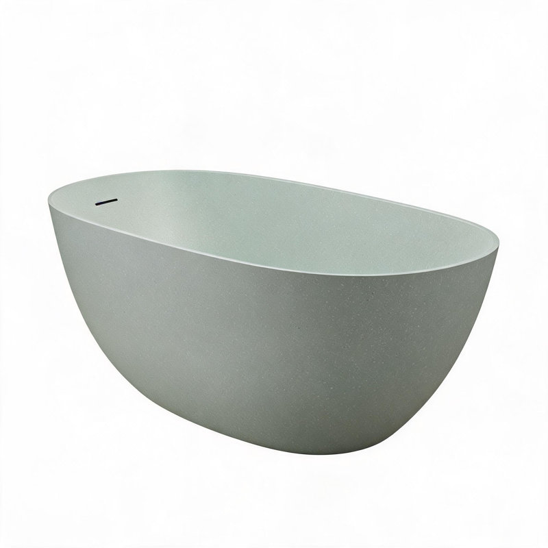 Baignoire de trempage autoportante 69 pouces à surface solide vert turquoise avec trop-plein et bonde escamotable