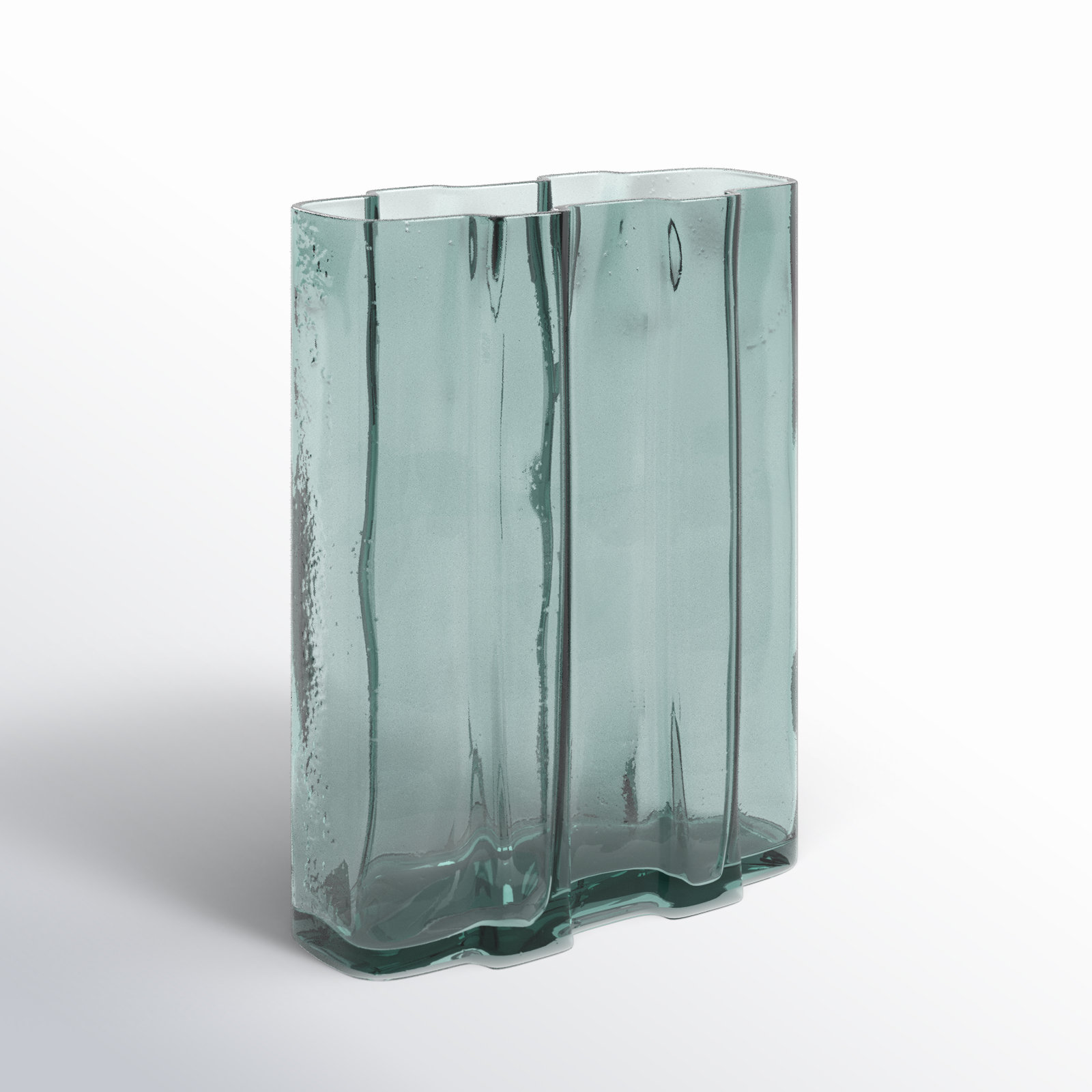 Evanne Handmade Glass Table Vase, 8" H x 6.25" W x 2.75" D