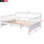Lit de jour pleine grandeur avec pieds de soutien, blanc, résilient et, pour la chambre à coucher et le salon, potentiel de rangement supplémentaire de fabrication solide blanche, polyvalent pour l'espace, l'espace