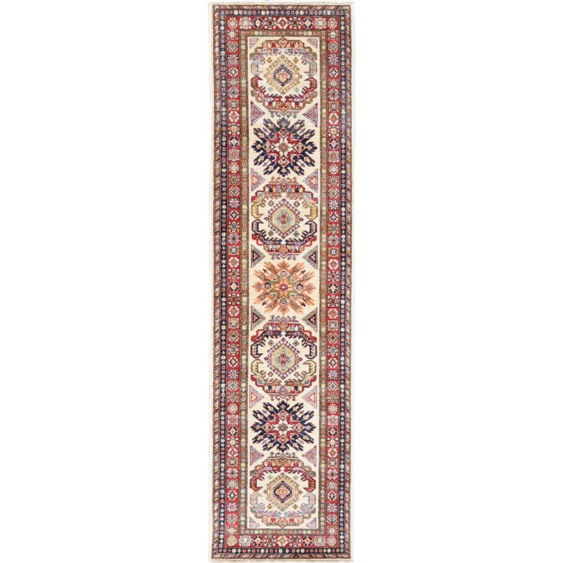 Tapis de style super Kazak afghan ivoire 2 pi 7 po x 10 pi en laine brillante noué à la main E882066BFB974948A23CDB2D503008AB