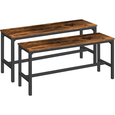Bancs de salle à manger, paire de 2 bancs de table de cuisine industriels, bancs d'intérieur en bois, durables et stables, pour salle à manger, cuisine, salon, chambre à coucher, brun rustique