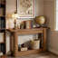 Console Farmhouse avec pieds incurvés, table d'appoint d'entrée à deux niveaux avec tablette de rangement ouverte, canapé robuste en panneau de fibres à densité moyenne pour le couloir du salon-6502776