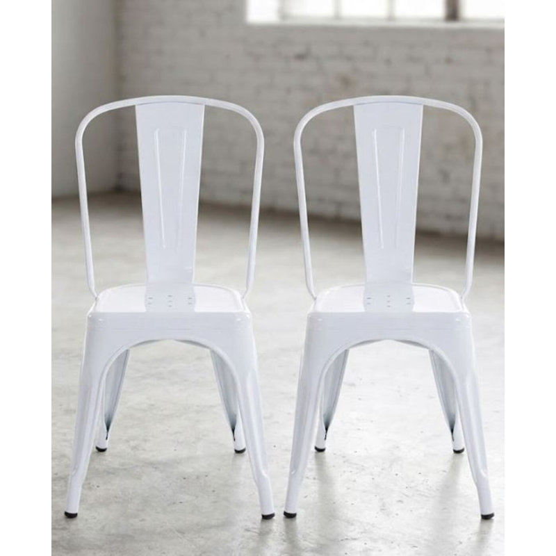 Chaise d'appoint en métal Loogan, 2, Blanc