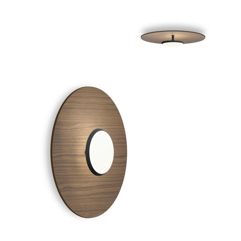 Sky Flush Dome, 18" H x 18" W x 4" D, Walnut, Matte Black