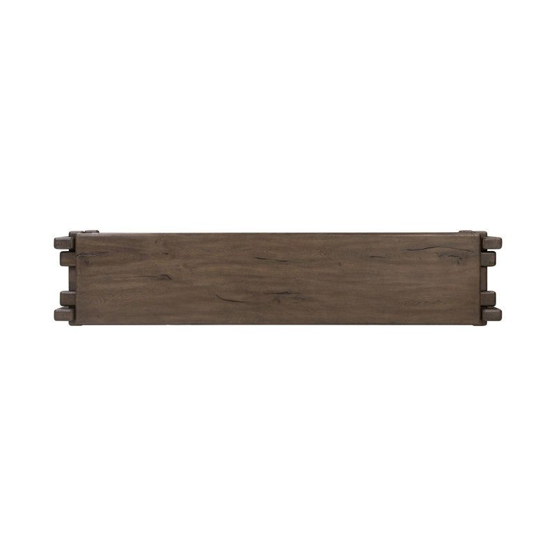 86.75 in. Solid Wood Console Table, 24" H x 86.75" W x 18.75" D, Gray Reclaimed French Oak